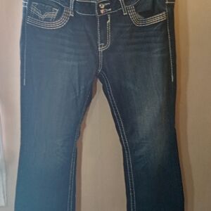 Vigoss Dark Blue Bootcut Jeans with White Stitching